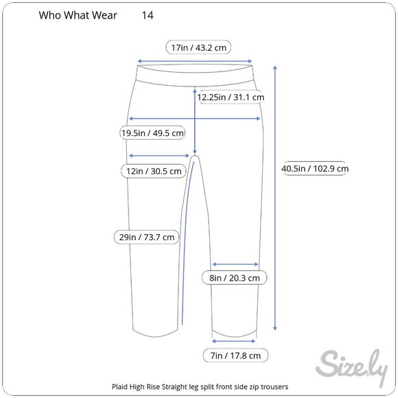 Who What Wear Plaid High Rise Straight Leg Split Front Side Zip Trousers NWT 14 - Picture 10 of 10